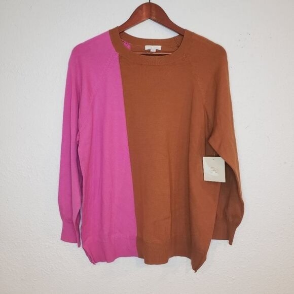 NWT 14th & Union colorblock sweater - Size LP - Picture 2 of 8